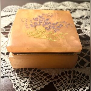 Vintage Alabaster Hinged Trinket/Jewelry Box
